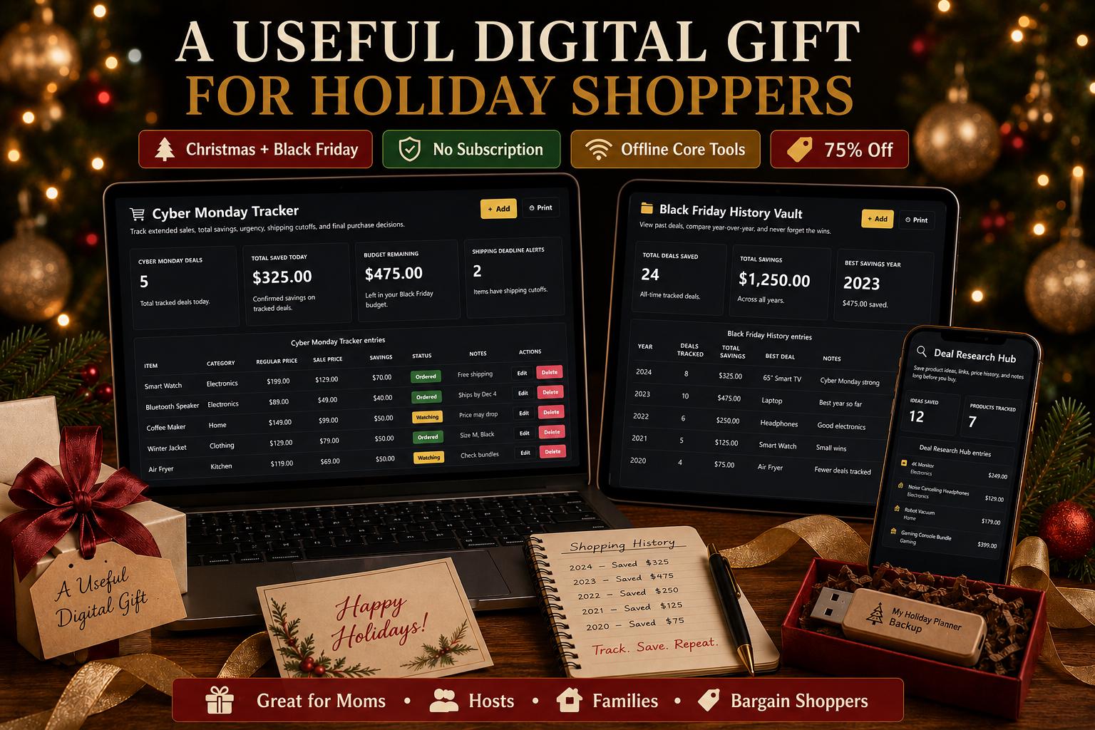 Christmas & Black Friday Planner christmas & deal planning offline HTML mini app feature screen 10