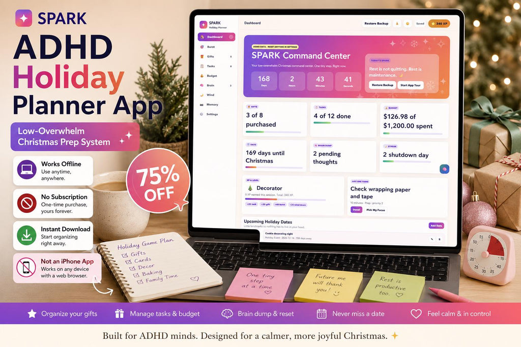 ADHD Holiday Planner adhd holiday planning offline HTML mini app dashboard