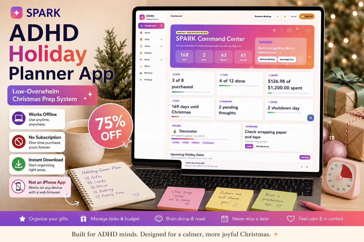 ADHD Holiday Planner adhd holiday planning offline HTML mini app dashboard