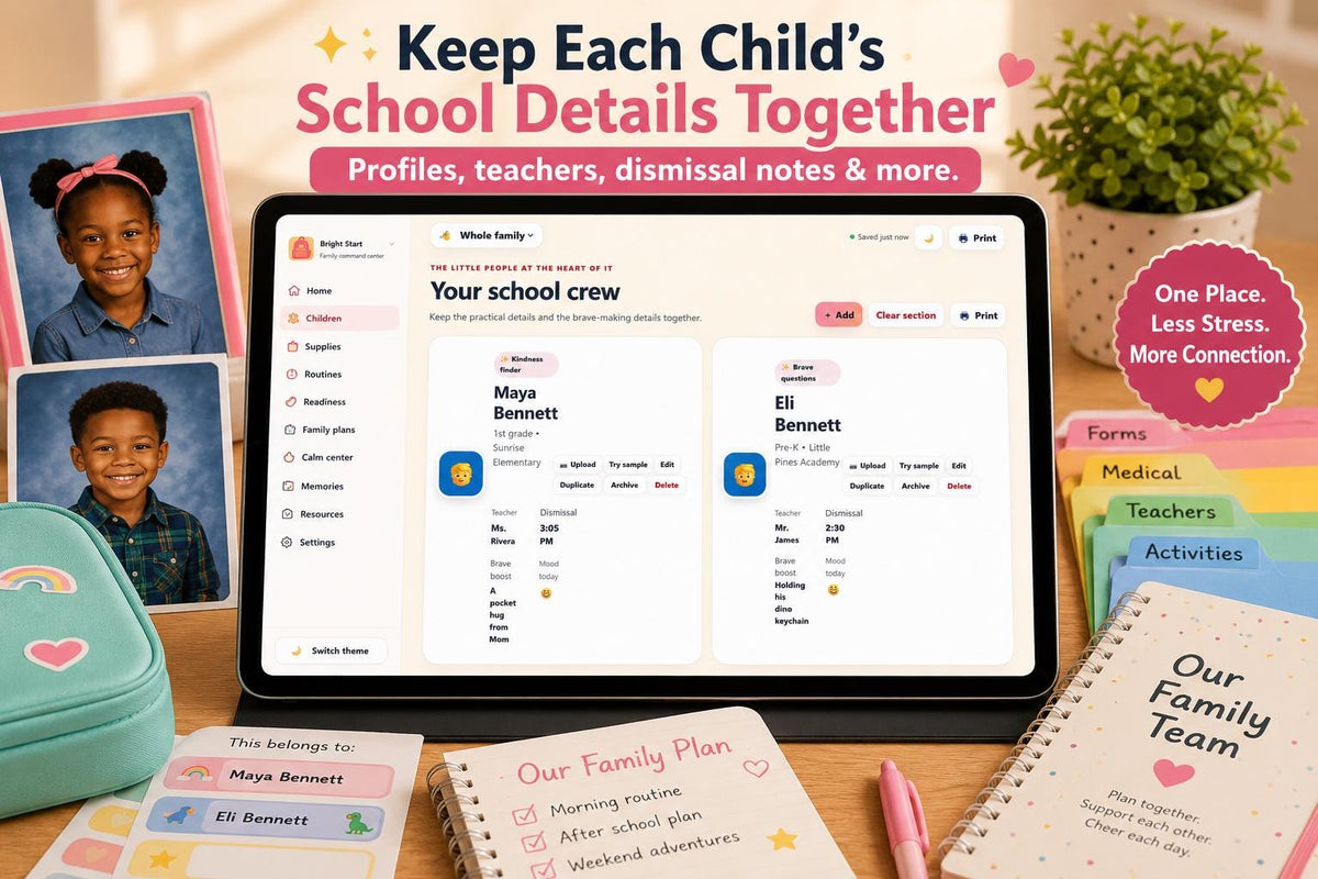 Bright Start™ back-to-school planning offline HTML mini app feature screen 3