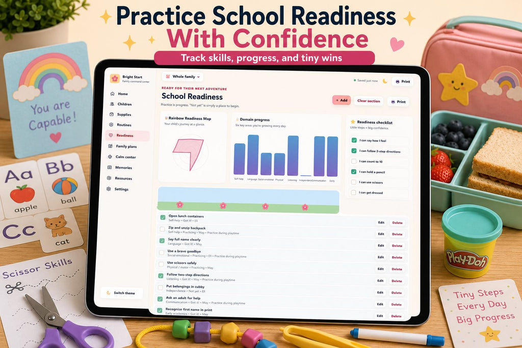 Bright Start™ back-to-school planning offline HTML mini app feature screen 6