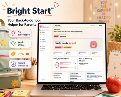 Bright Start™ back-to-school planning offline HTML mini app dashboard