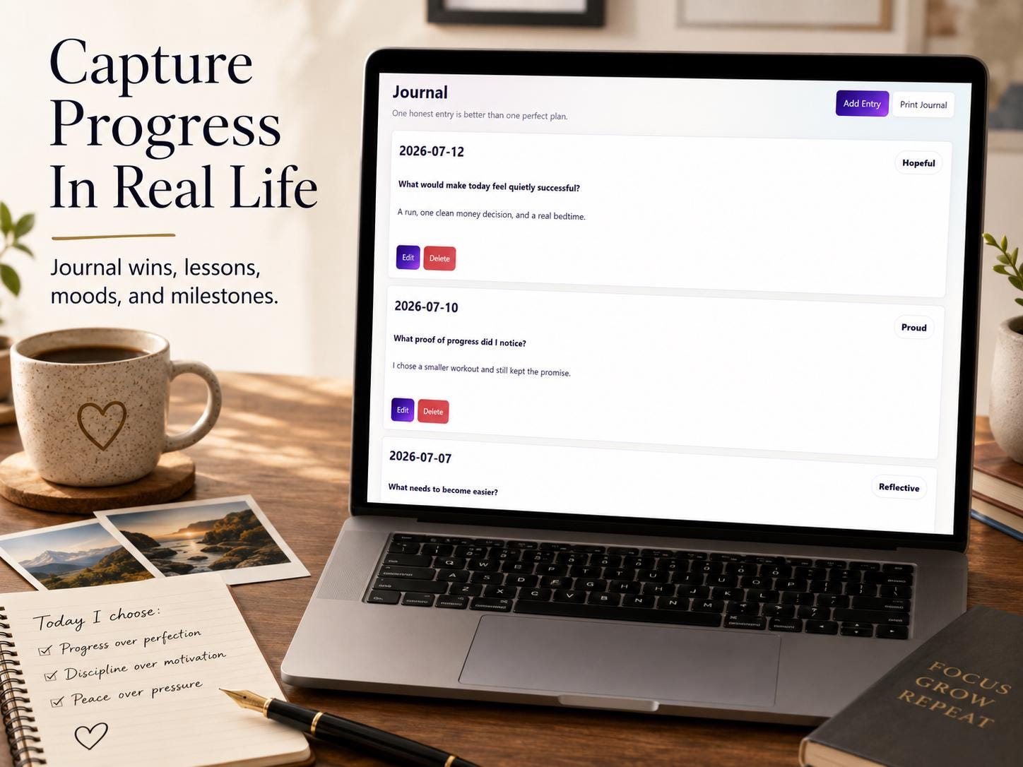 2027 New Year Resolution Tracker goal & habit planning offline HTML mini app feature screen 7