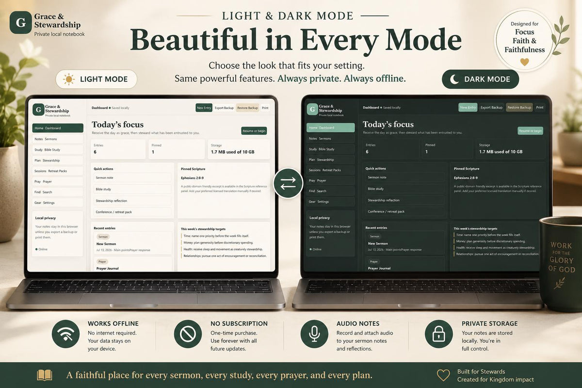 Faithful Steward sermon notes & prayer offline HTML mini app feature screen 2