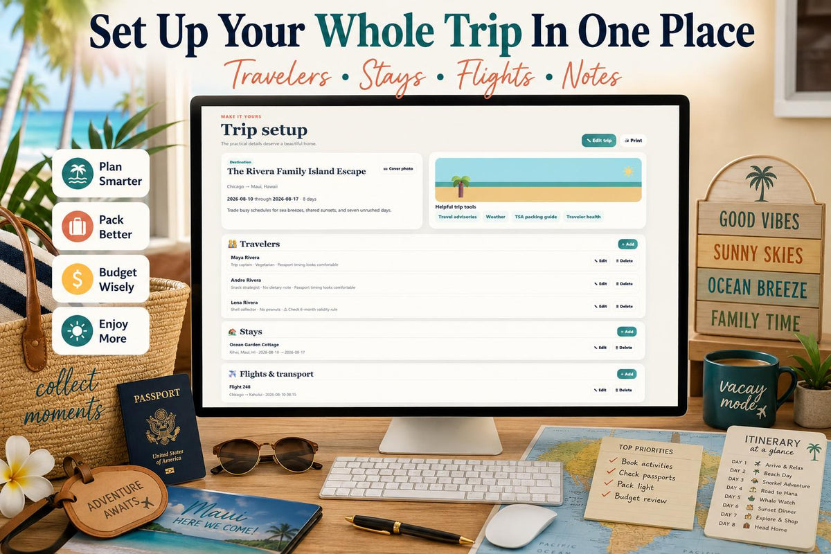 Sunbound summer vacation planning offline HTML mini app feature screen 3