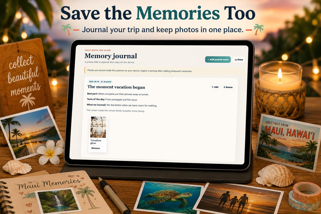 Sunbound summer vacation planning offline HTML mini app feature screen 8