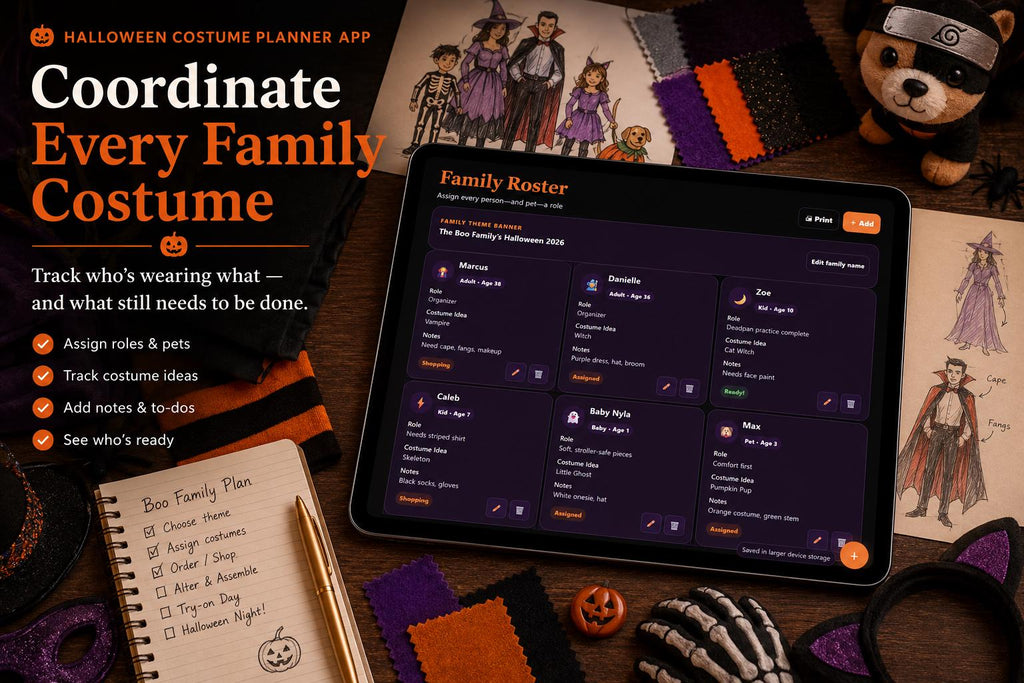 Halloween Costume Planner halloween planning offline HTML mini app feature screen 3