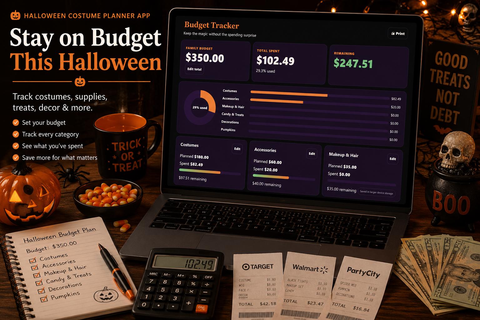Halloween Costume Planner halloween planning offline HTML mini app feature screen 6
