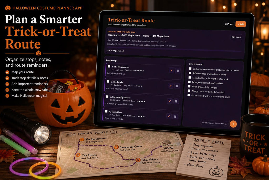 Halloween Costume Planner halloween planning offline HTML mini app feature screen 8