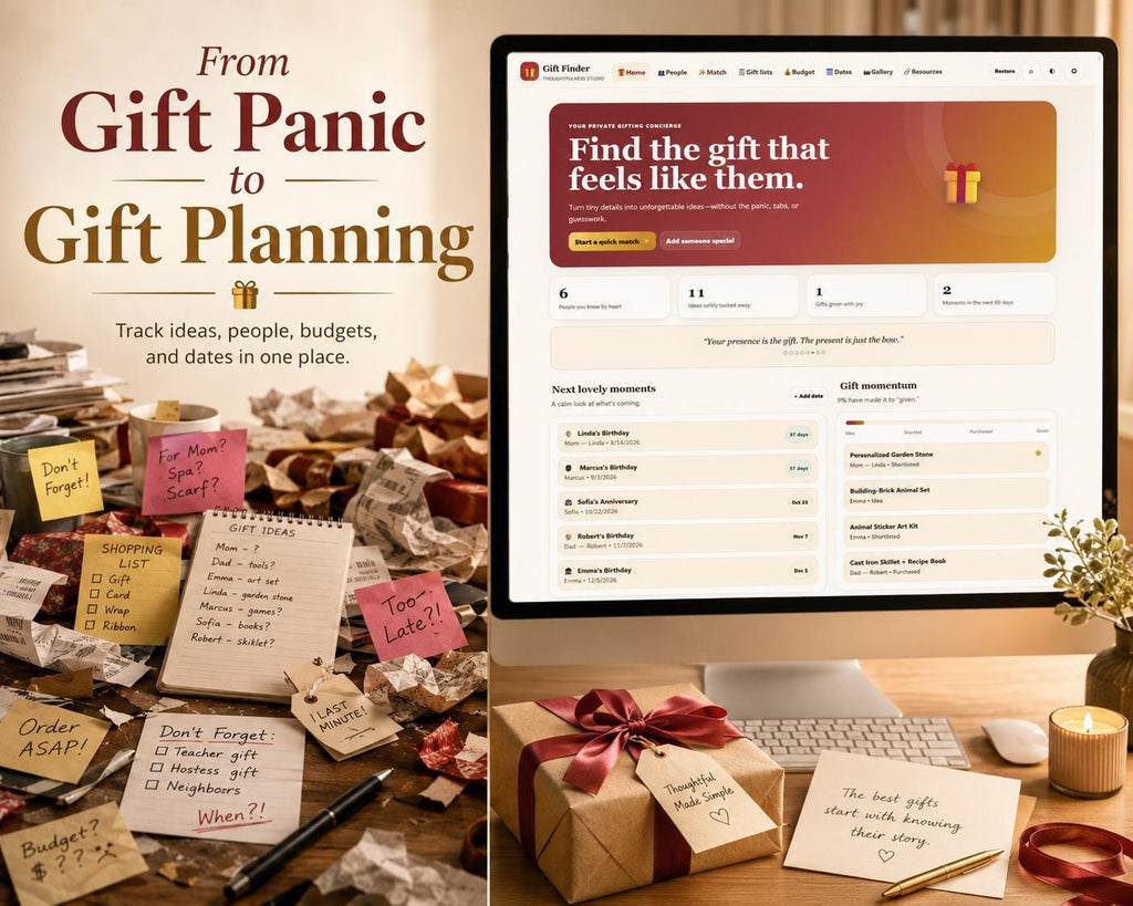 Gift Finder App gift planning offline HTML mini app feature screen 3
