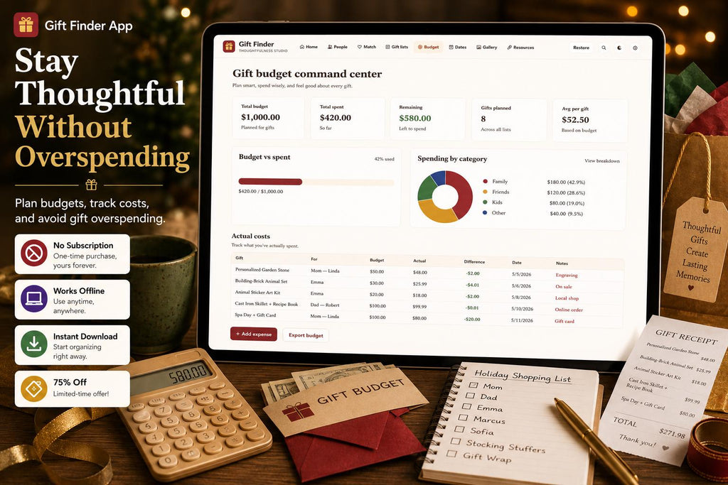 Gift Finder App gift planning offline HTML mini app feature screen 7