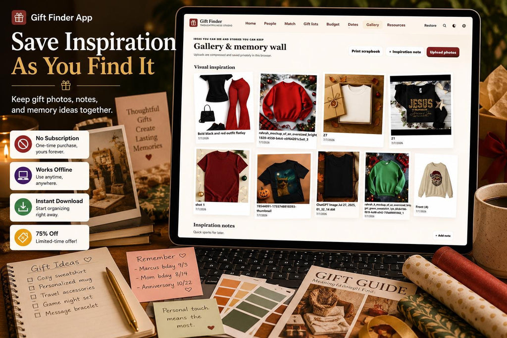 Gift Finder App gift planning offline HTML mini app feature screen 9
