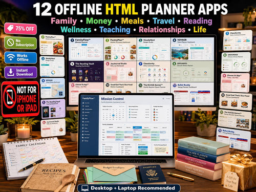 12 Offline HTML Planner Apps Bundle offline html mini app bundle offline HTML mini app dashboard