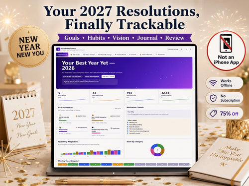 2027 New Year Resolution Tracker goal & habit planning offline HTML mini app dashboard