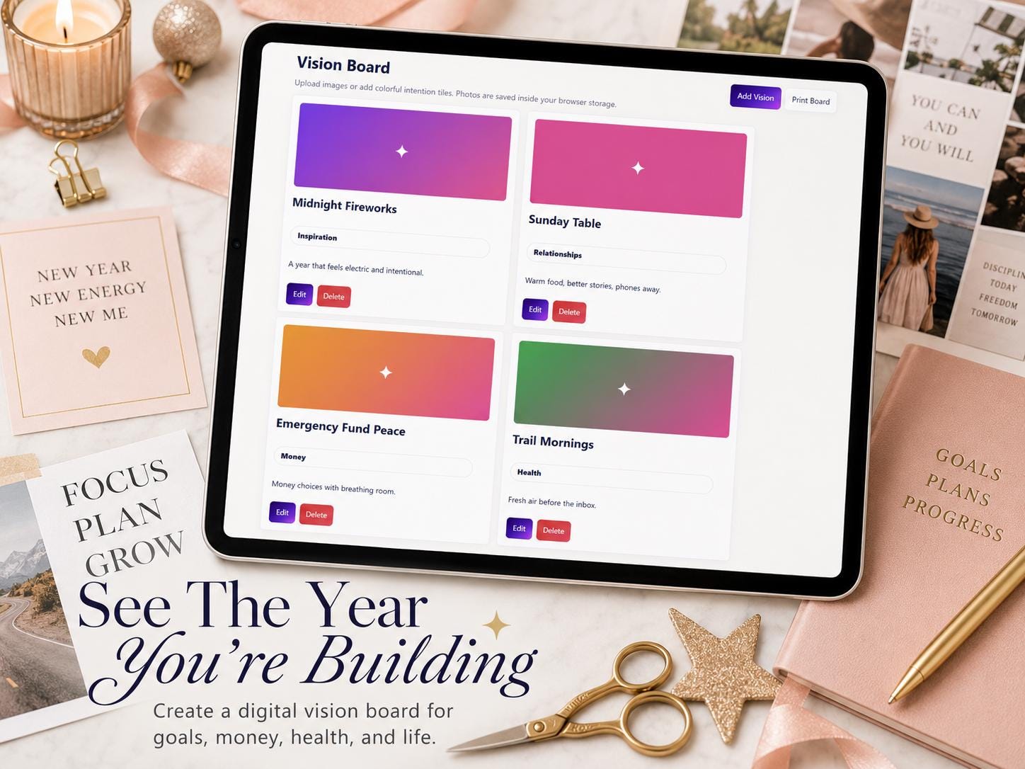 2027 New Year Resolution Tracker goal & habit planning offline HTML mini app feature screen 6