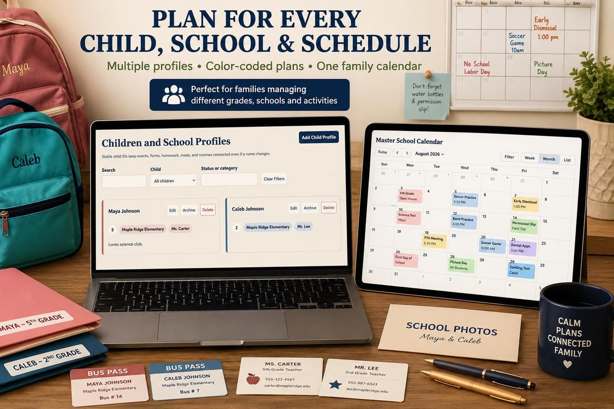 Family School Planner school-year planning offline HTML mini app feature screen 3