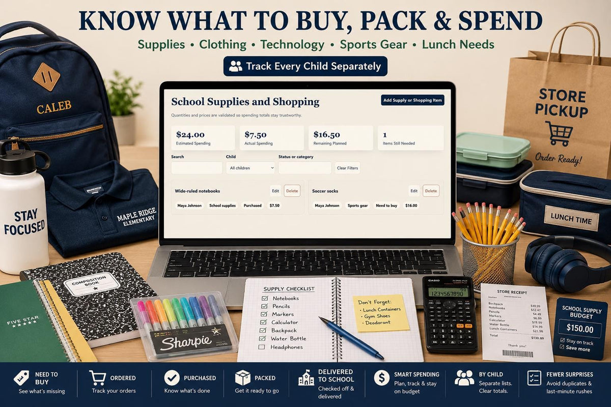 Family School Planner school-year planning offline HTML mini app feature screen 6