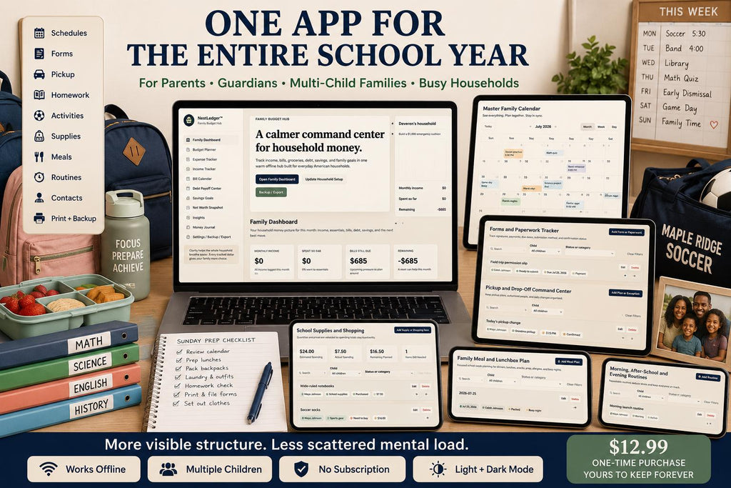 Family School Planner school-year planning offline HTML mini app feature screen 10