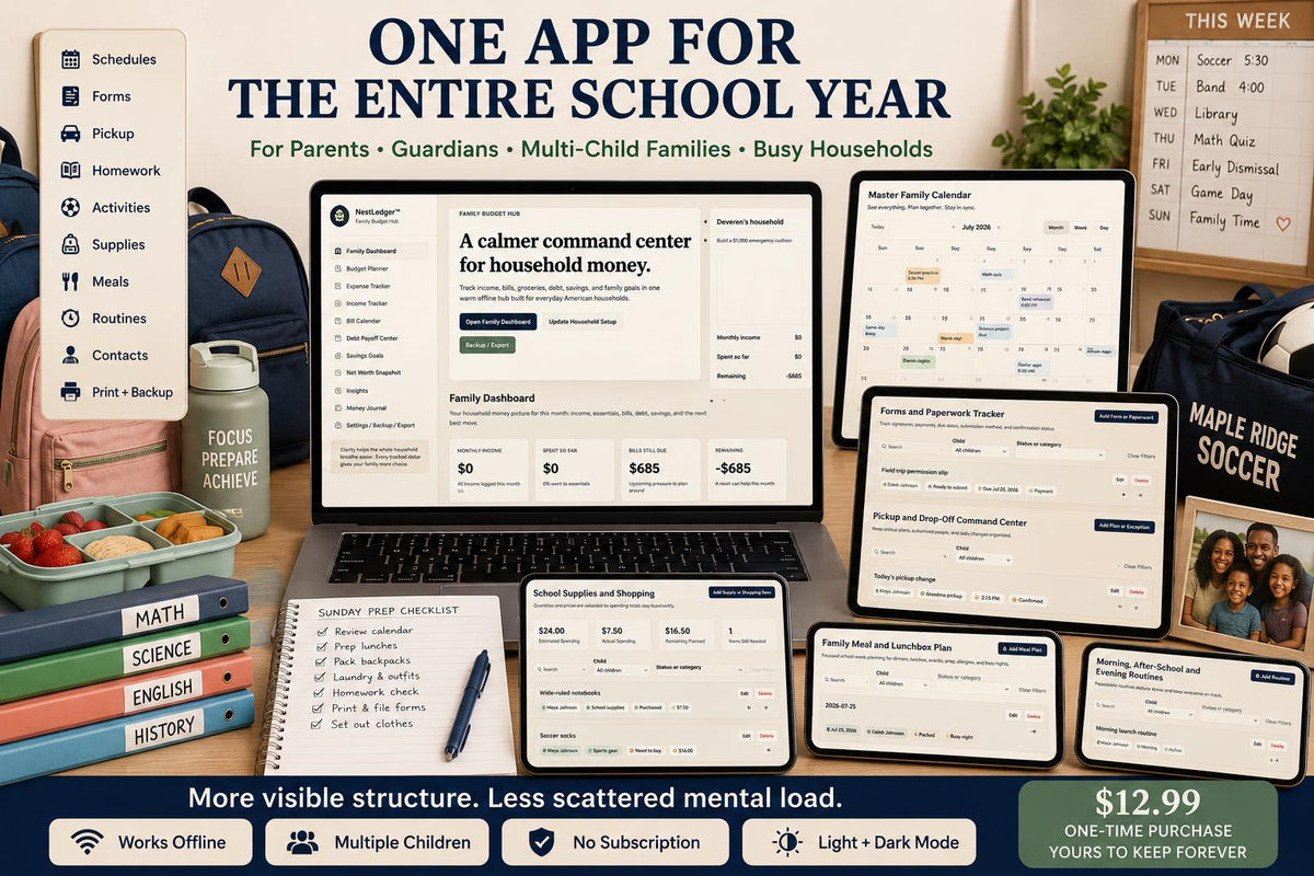 Family School Planner school-year planning offline HTML mini app feature screen 10