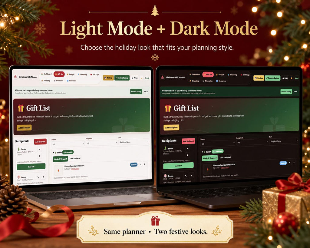 Christmas Gift Planner christmas gift planning offline HTML mini app feature screen 2