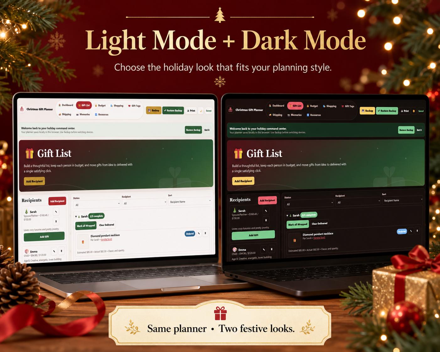 Christmas Gift Planner christmas gift planning offline HTML mini app feature screen 2