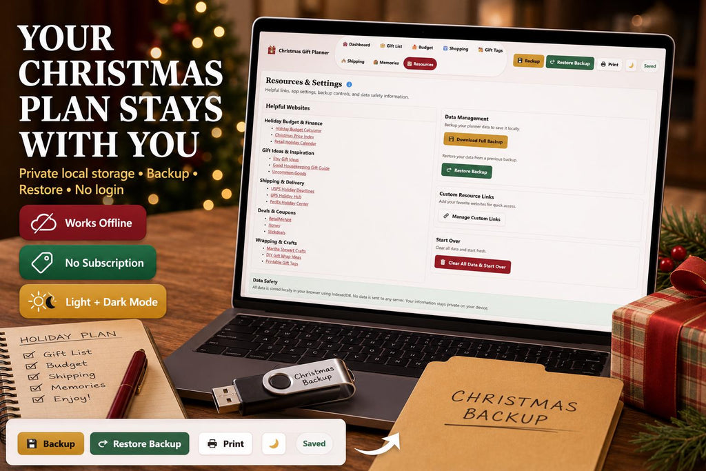 Christmas Gift Planner christmas gift planning offline HTML mini app feature screen 10