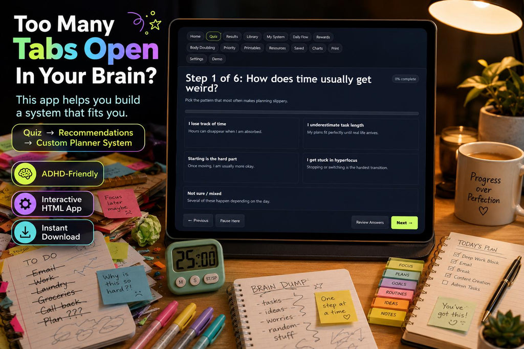 ADHD Planner System Builder adhd planning offline HTML mini app feature screen 2