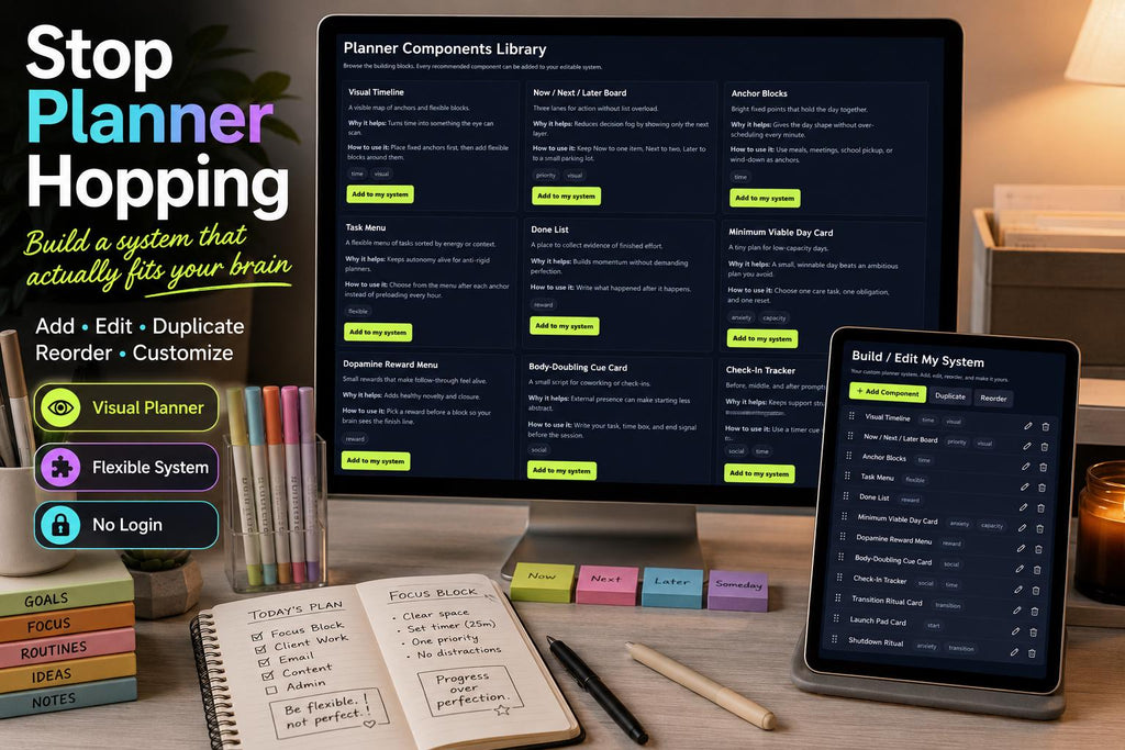 ADHD Planner System Builder adhd planning offline HTML mini app feature screen 4