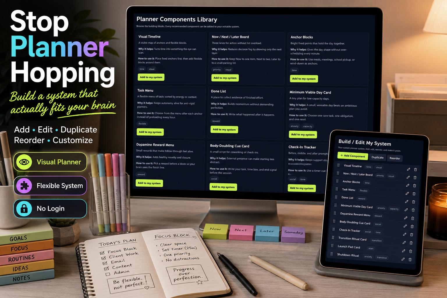 ADHD Planner System Builder adhd planning offline HTML mini app feature screen 4