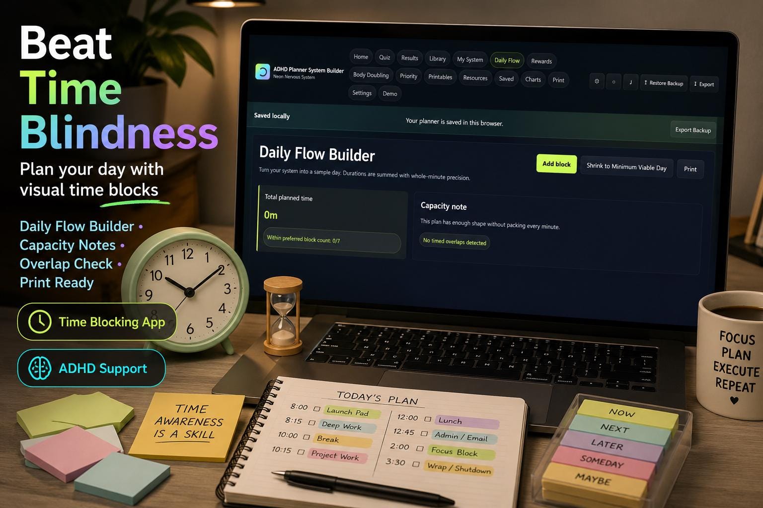 ADHD Planner System Builder adhd planning offline HTML mini app feature screen 5