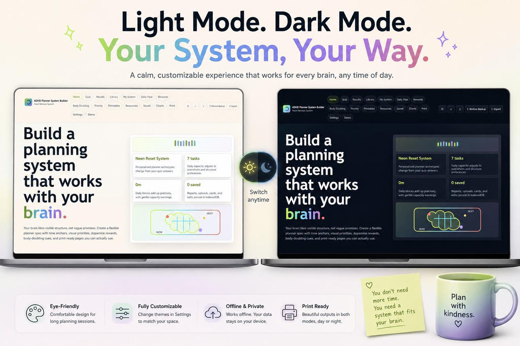 ADHD Planner System Builder adhd planning offline HTML mini app feature screen 6