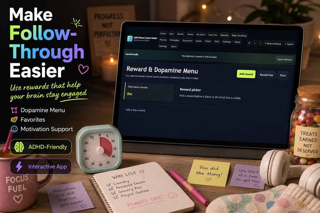 ADHD Planner System Builder adhd planning offline HTML mini app feature screen 7