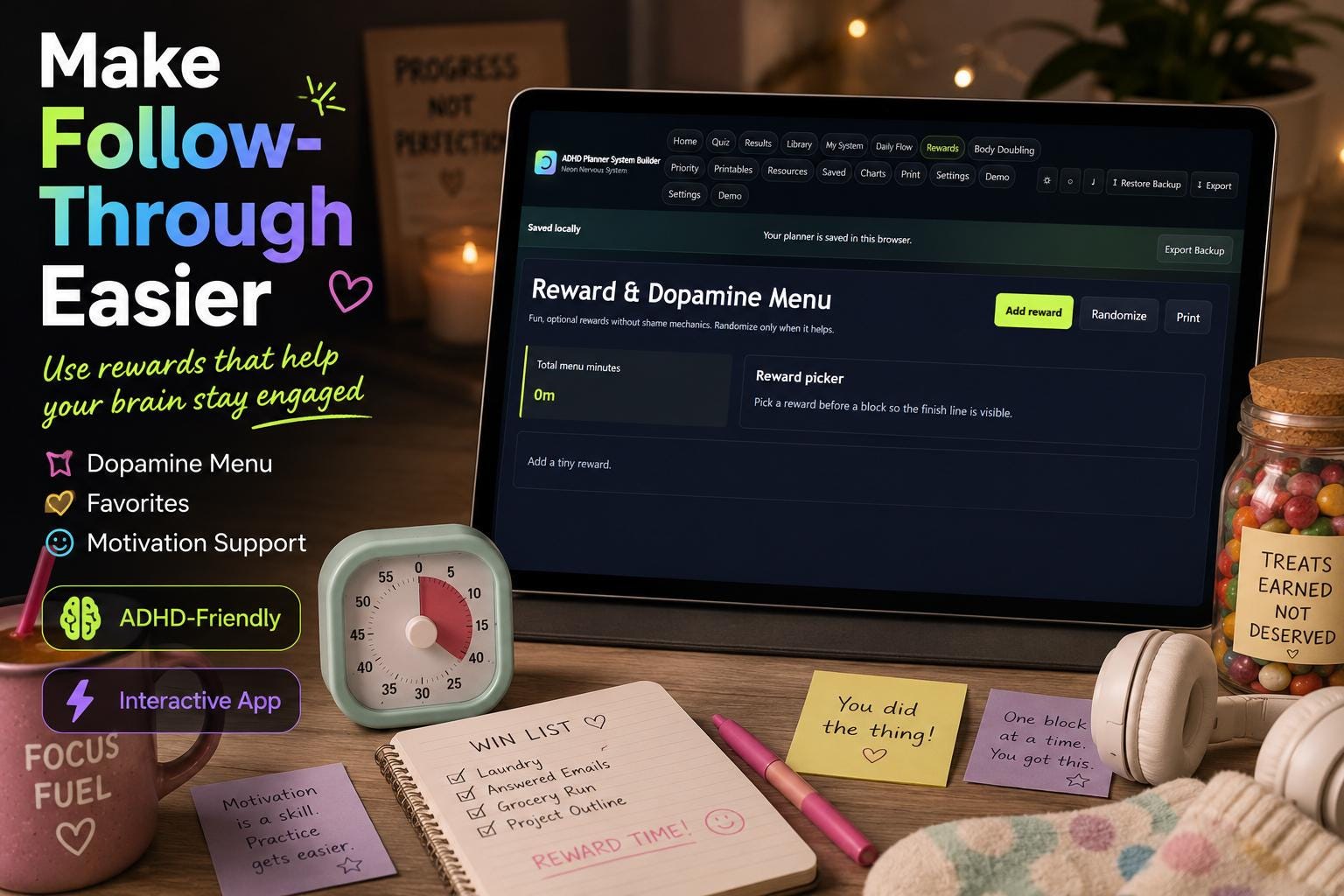 ADHD Planner System Builder adhd planning offline HTML mini app feature screen 7