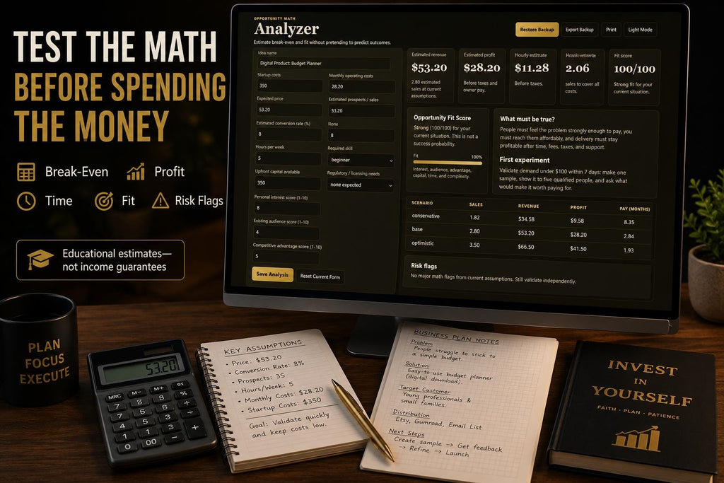 Side Hustle Planner side hustle planning offline HTML mini app feature screen 5