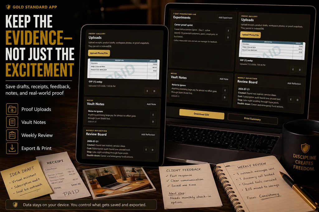 Side Hustle Planner side hustle planning offline HTML mini app feature screen 9