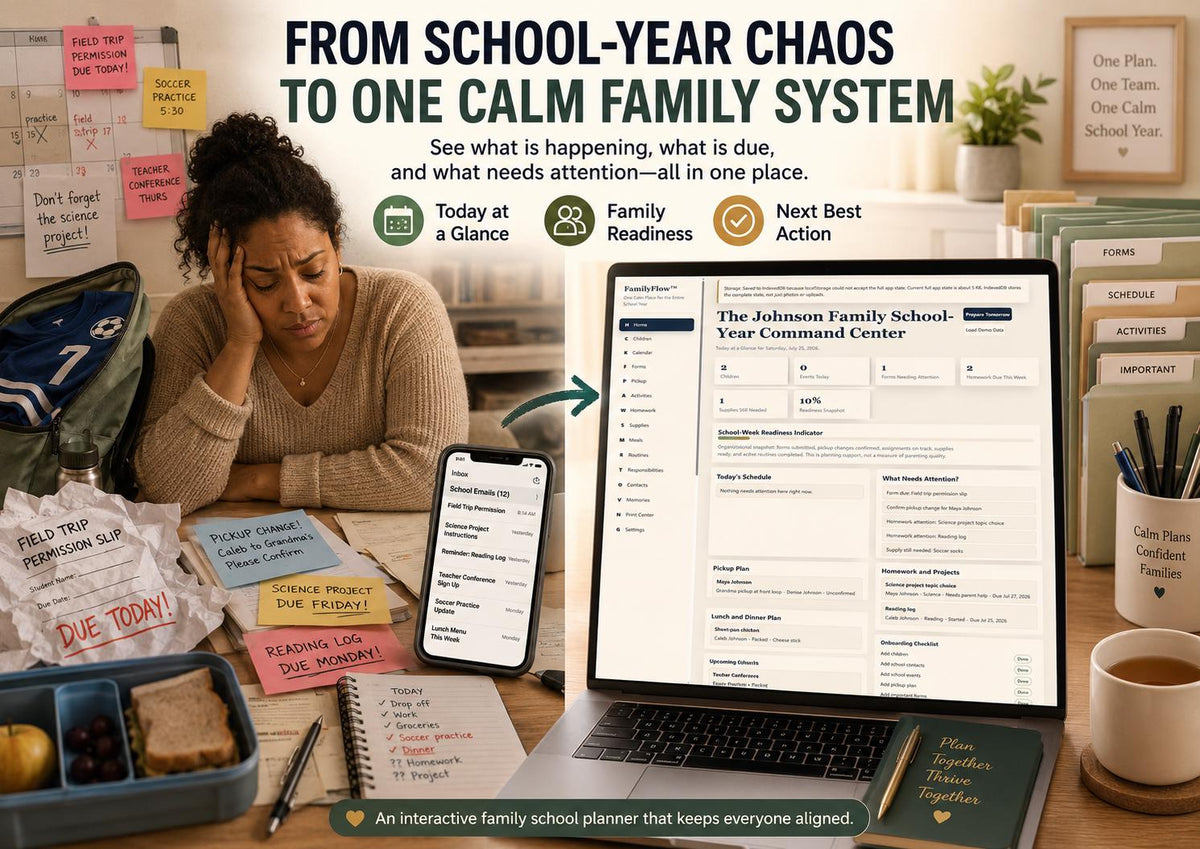 Family School Planner school-year planning offline HTML mini app feature screen 2