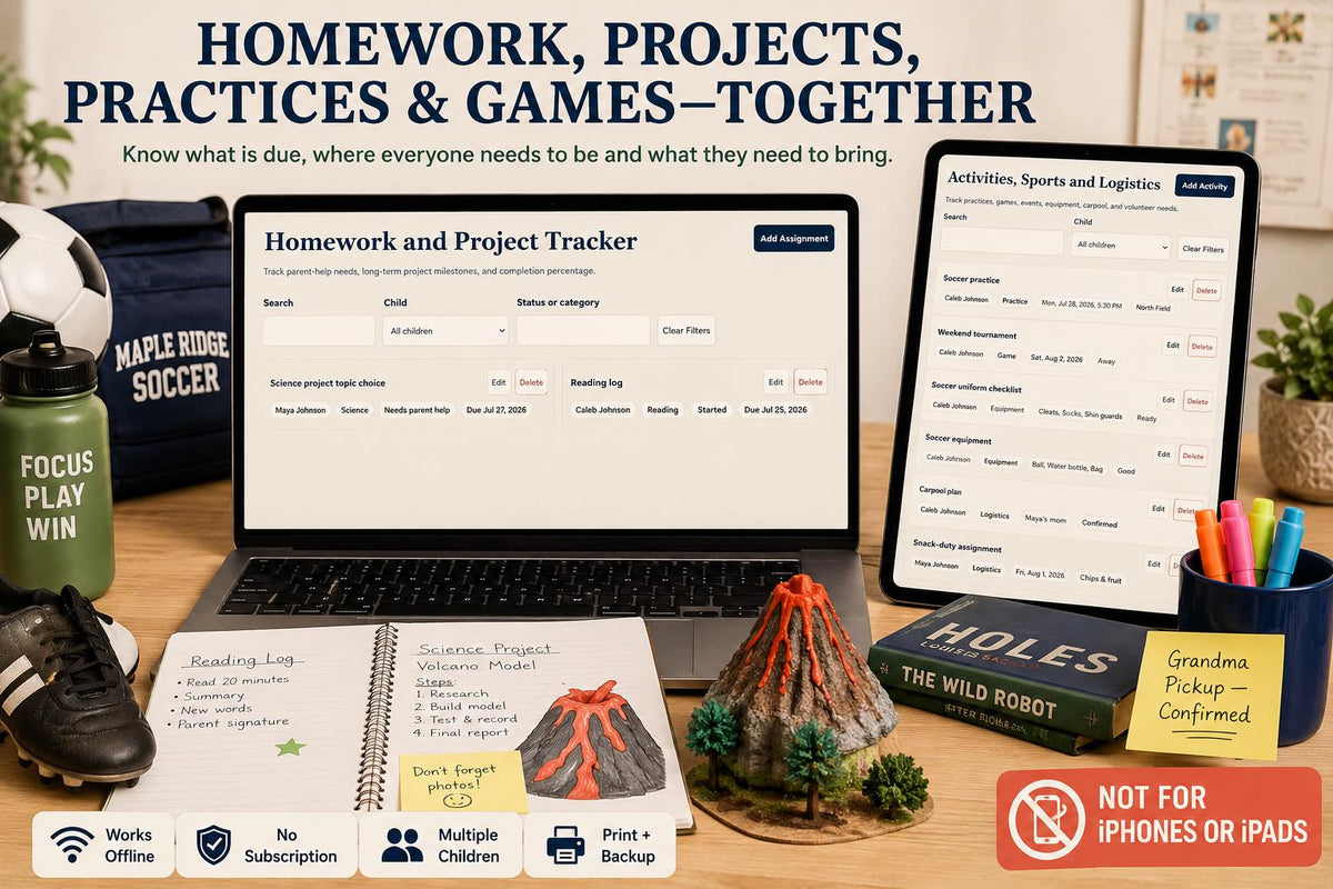 Family School Planner school-year planning offline HTML mini app feature screen 5