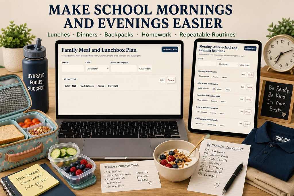 Family School Planner school-year planning offline HTML mini app feature screen 7