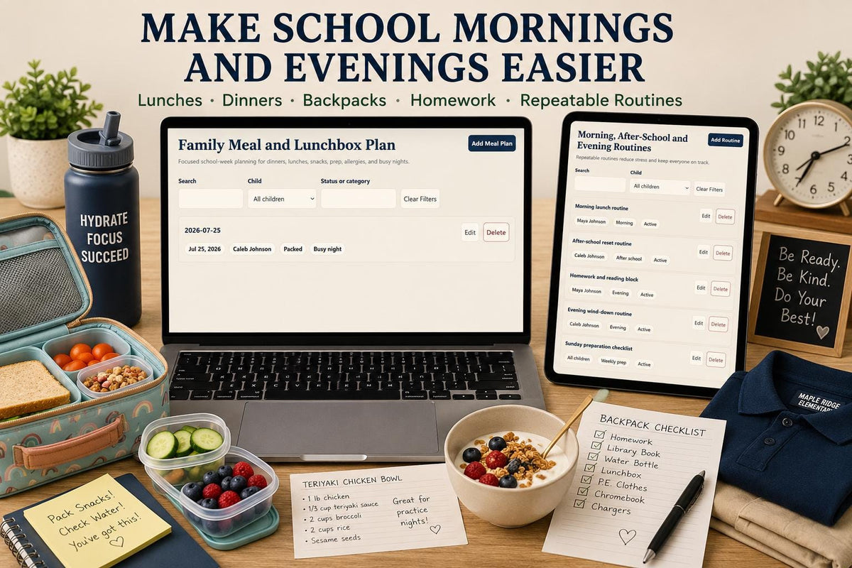Family School Planner school-year planning offline HTML mini app feature screen 7
